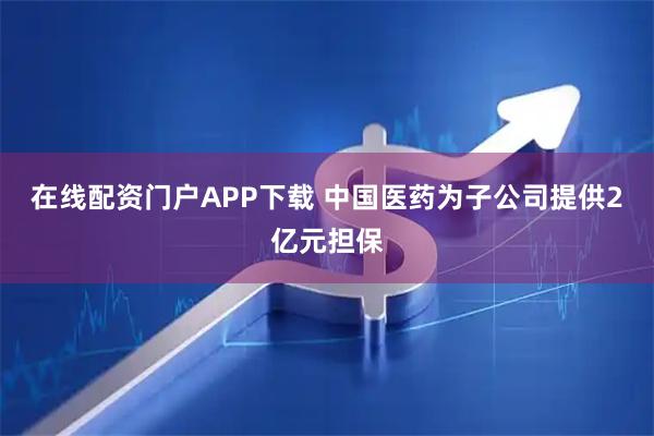 在线配资门户APP下载 中国医药为子公司提供2亿元担保